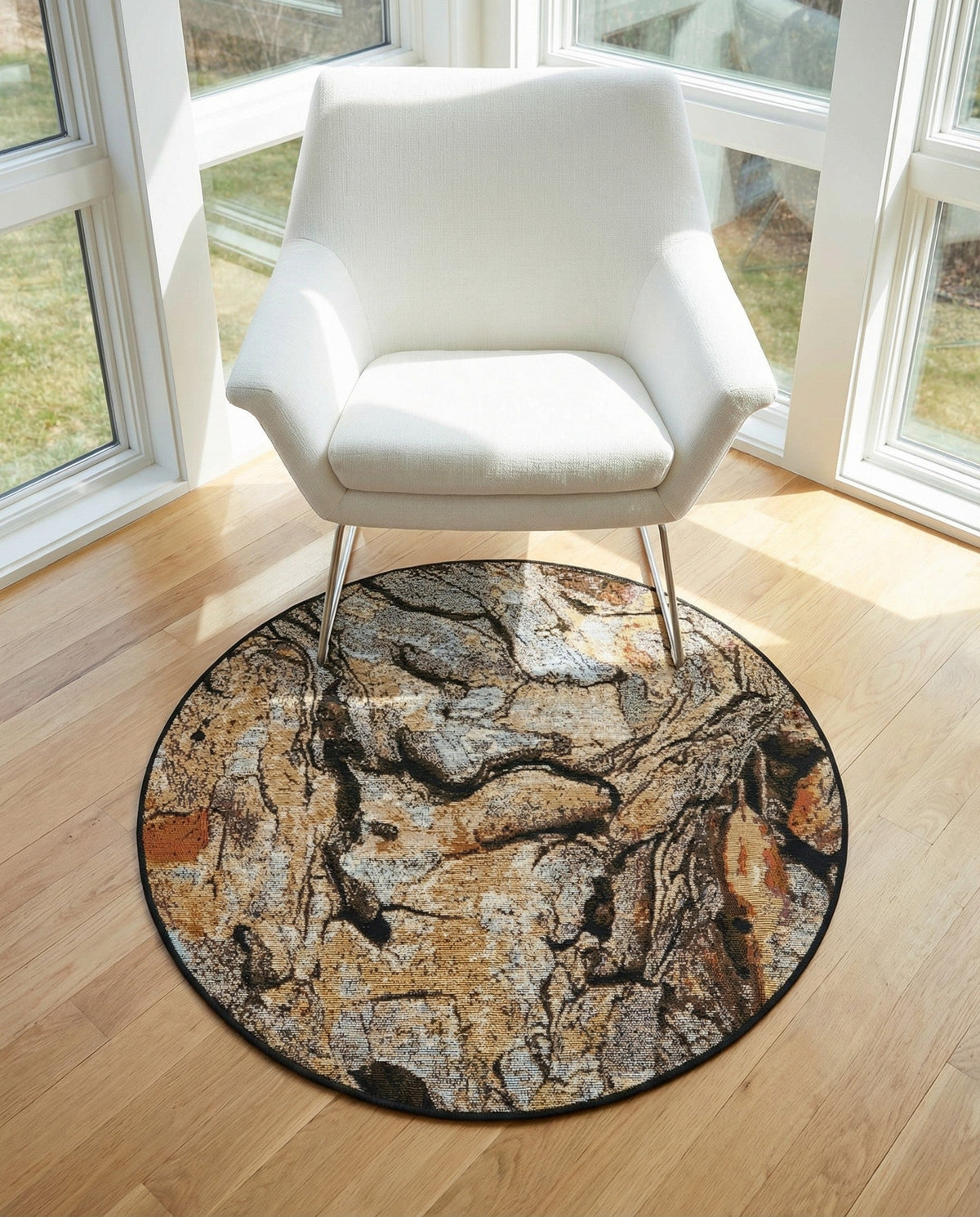 Urban Terrace Collection Area Rug -  Horizon Round Multi  lifestyle 81