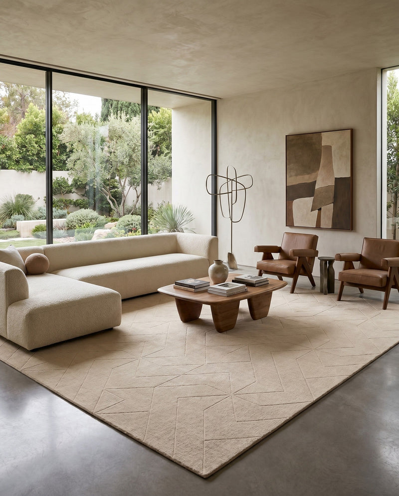 Nordic Loom Geometric Collection Area Rug - Oslo Rectangle Pearl Ivory  lifestyle 61