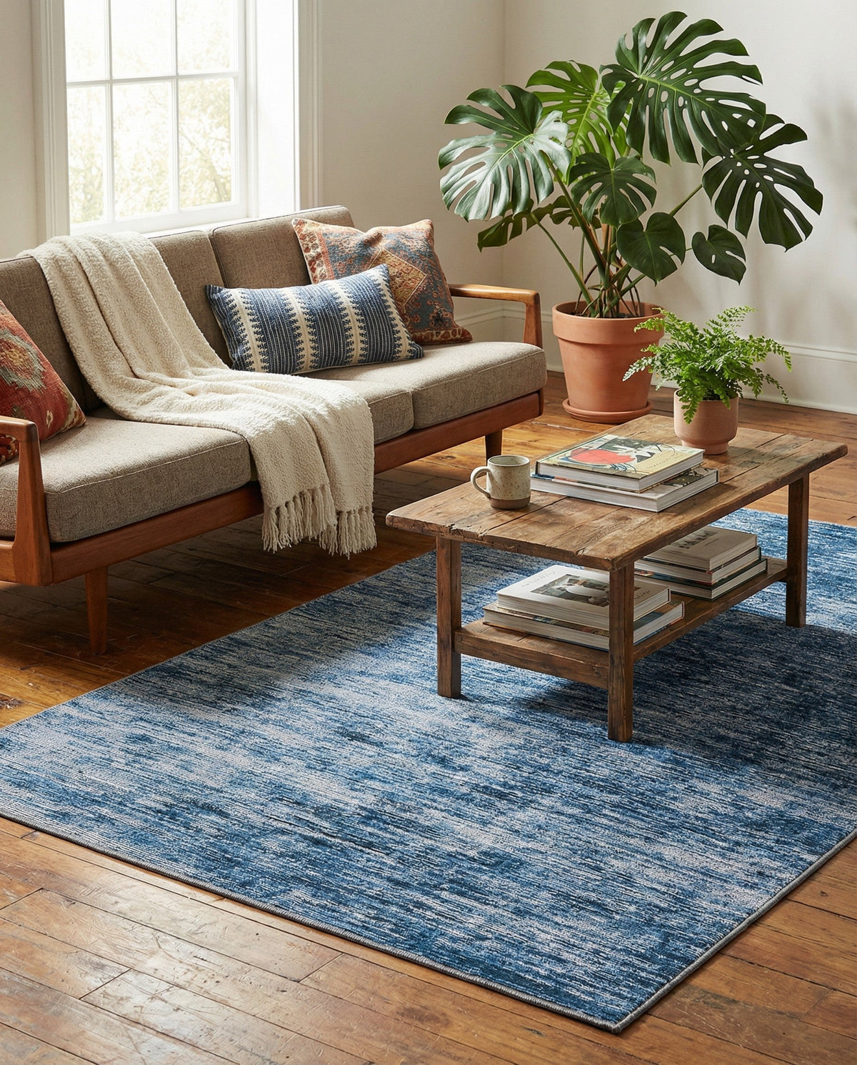 Sahara Essence Collection Area Rug - Oasis (Blue) Rectangle Blue  lifestyle 5