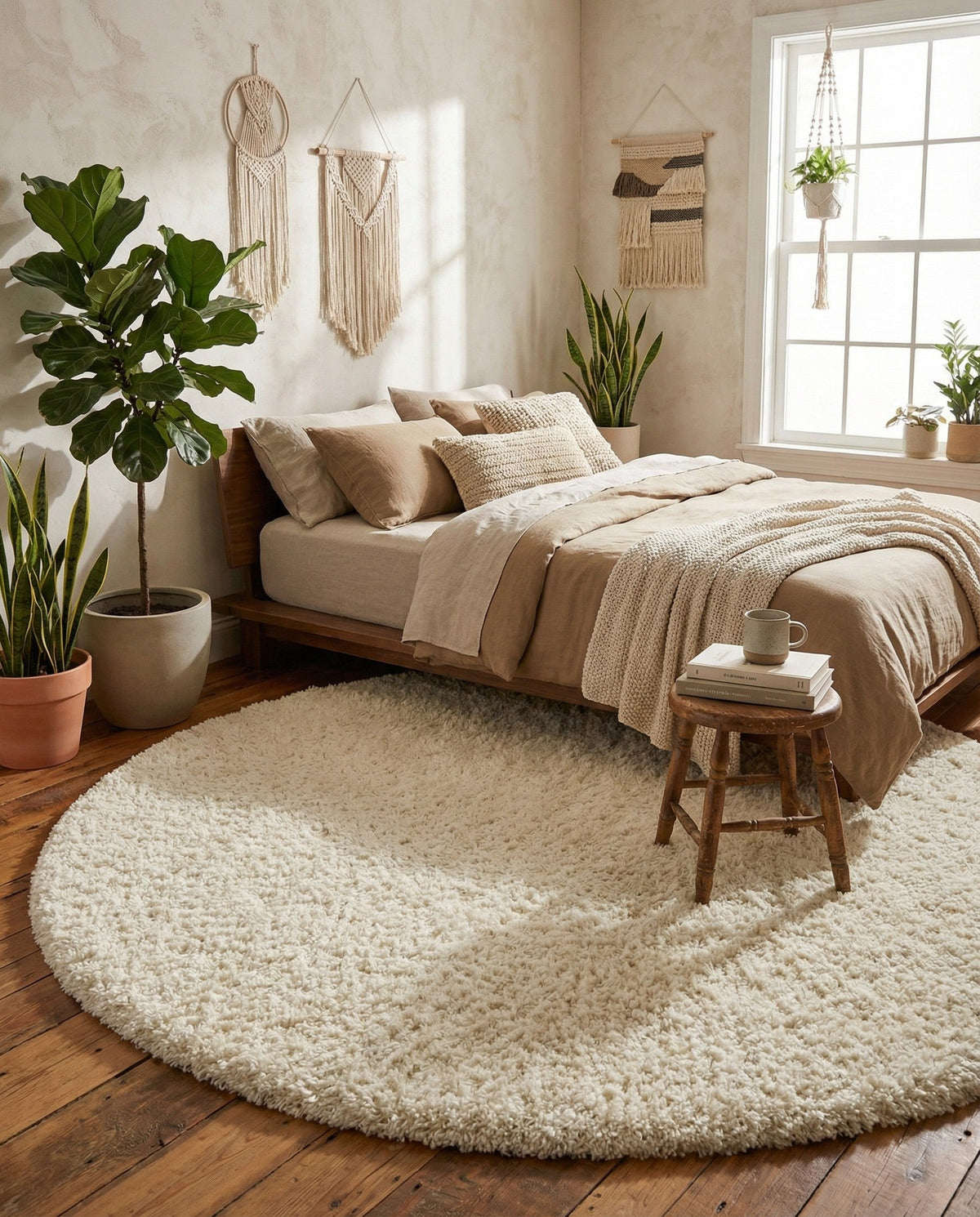 Plush Oasis Collection Area Rug - Serenity (Snow White) Round Snow White  lifestyle 113