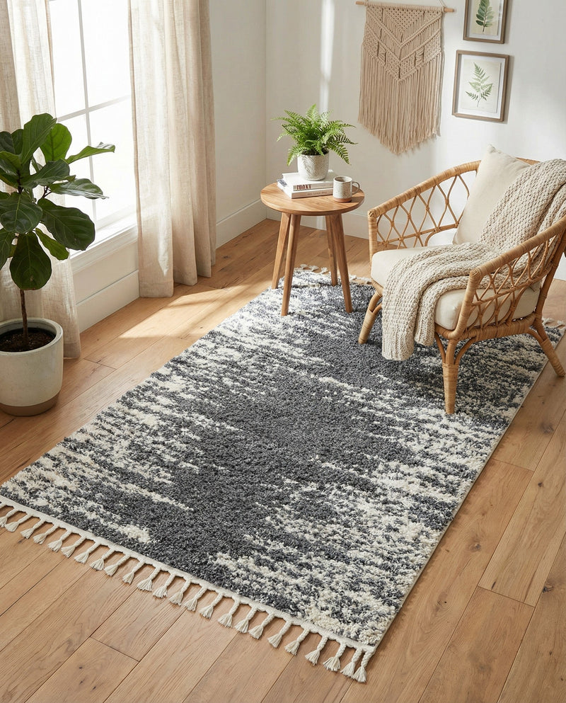 Tranquil Tides Shag Collection Area Rug - Marina Rectangle Gray  lifestyle 53