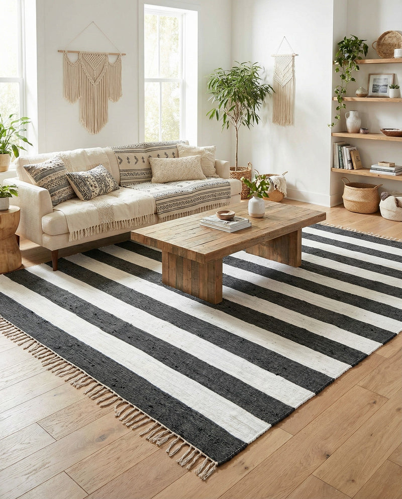 Tassel Trail Collection Area Rug - Pathway (Navy Blue) Rectangle Navy Blue  lifestyle 9