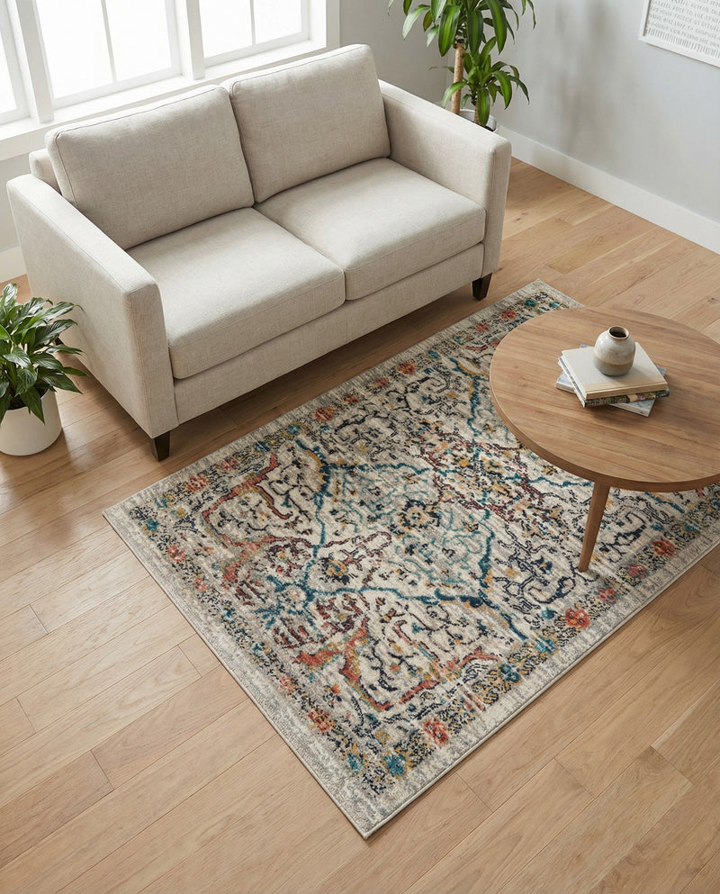 Seville Stripes Collection Area Rug -  Malaga (Ivory) Rectangle Ivory  lifestyle 28