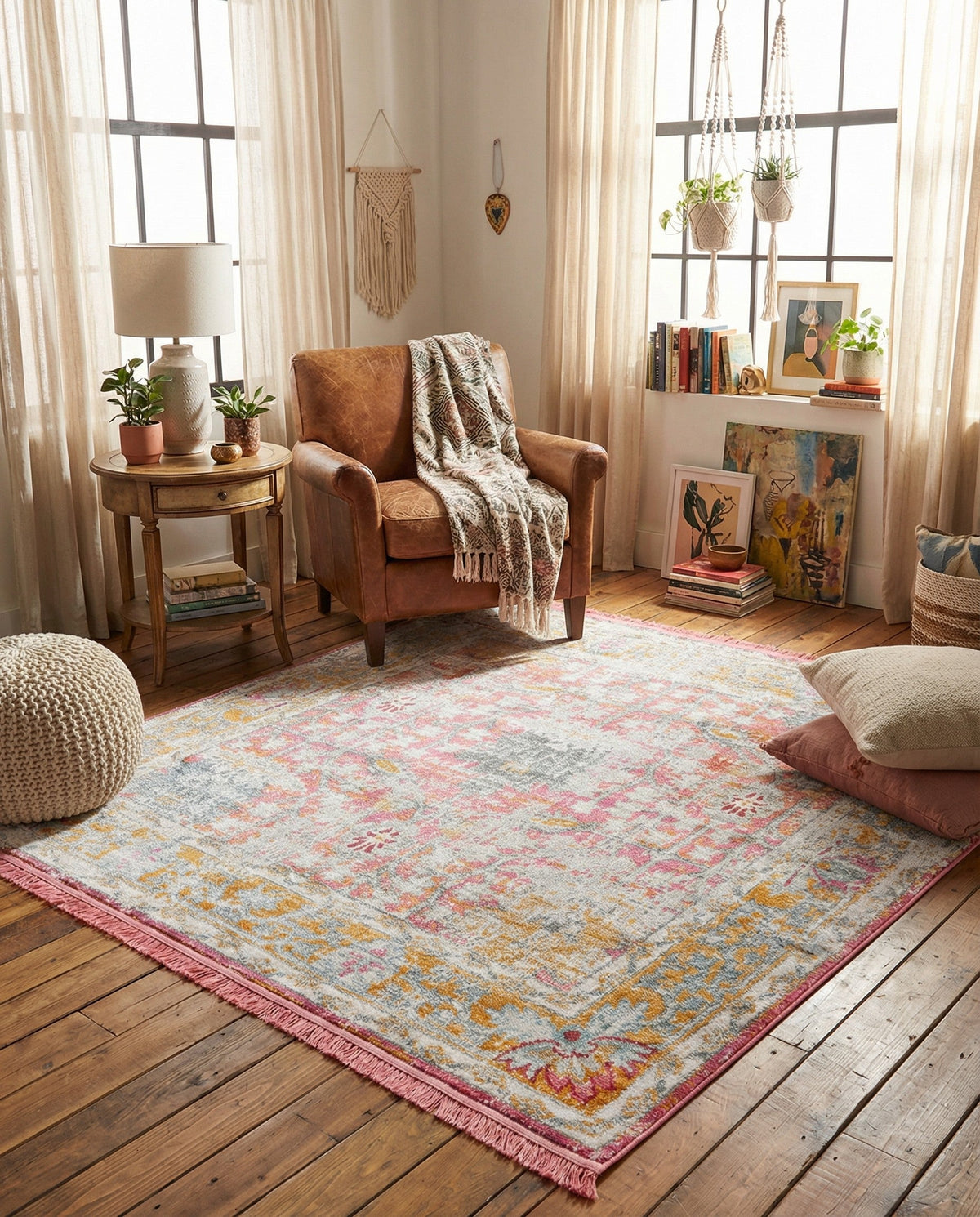 Arcadia Rugs Collection Area Rug -  Olympus Square Pink  lifestyle 162