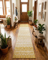 Mediterranean Lattice Collection Area Rug -  Casablanca (Ivory and Yellow) Runner Ivory and Yellow  lifestyle 92