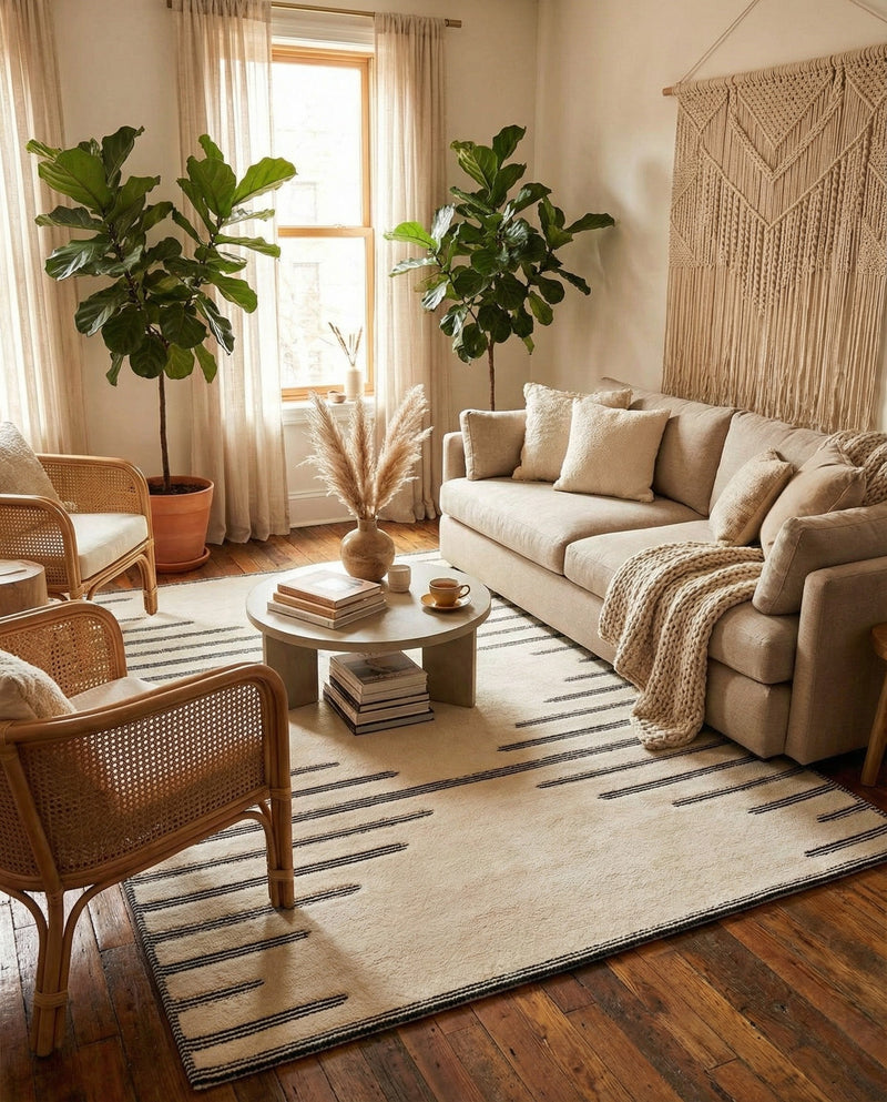 Monochrome Collection Area Rug -  Ash Rectangle Ivory White  lifestyle 16