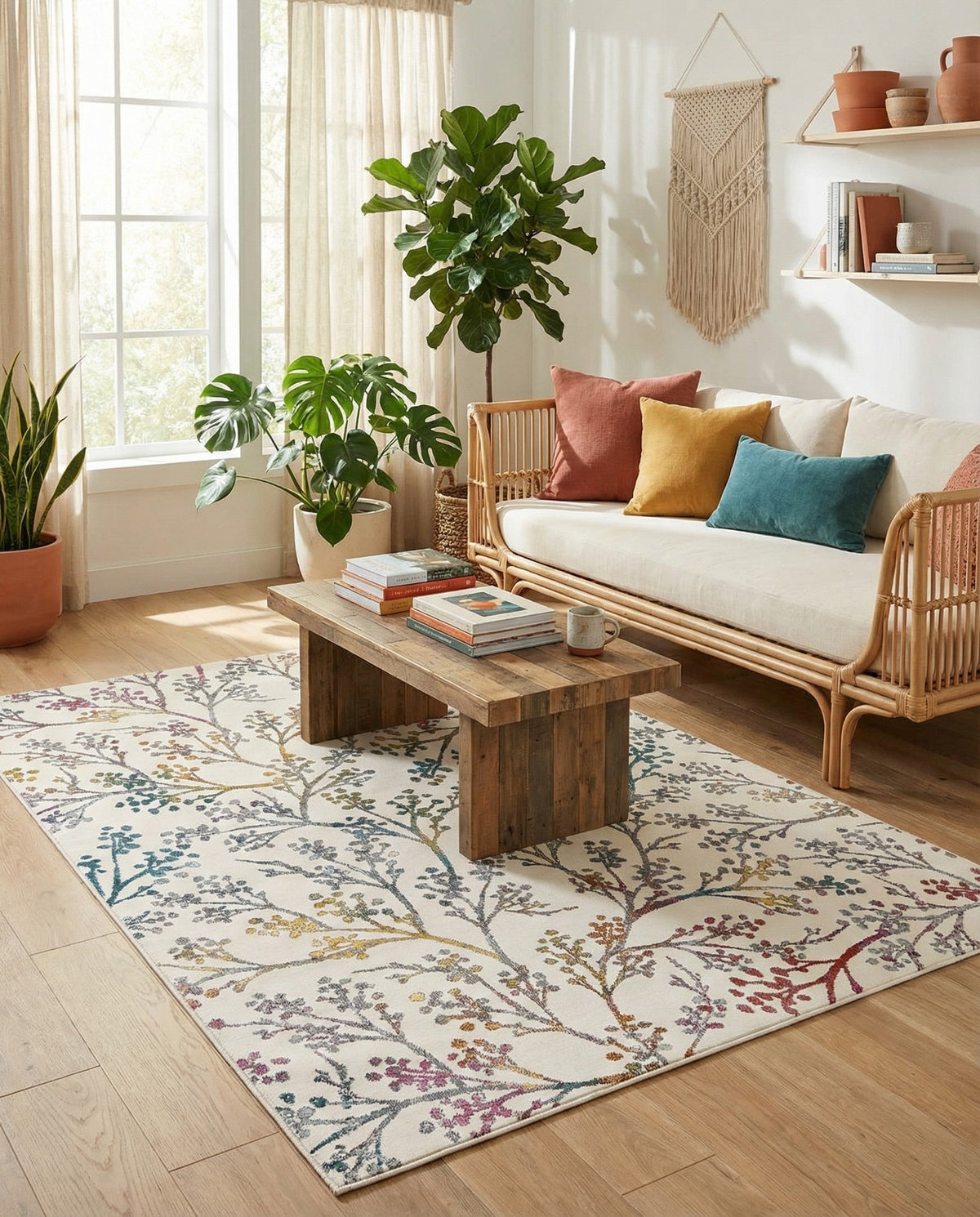 Meadow Breeze Collection Area Rug -  Sunbeam Rectangle Ivory  lifestyle 13