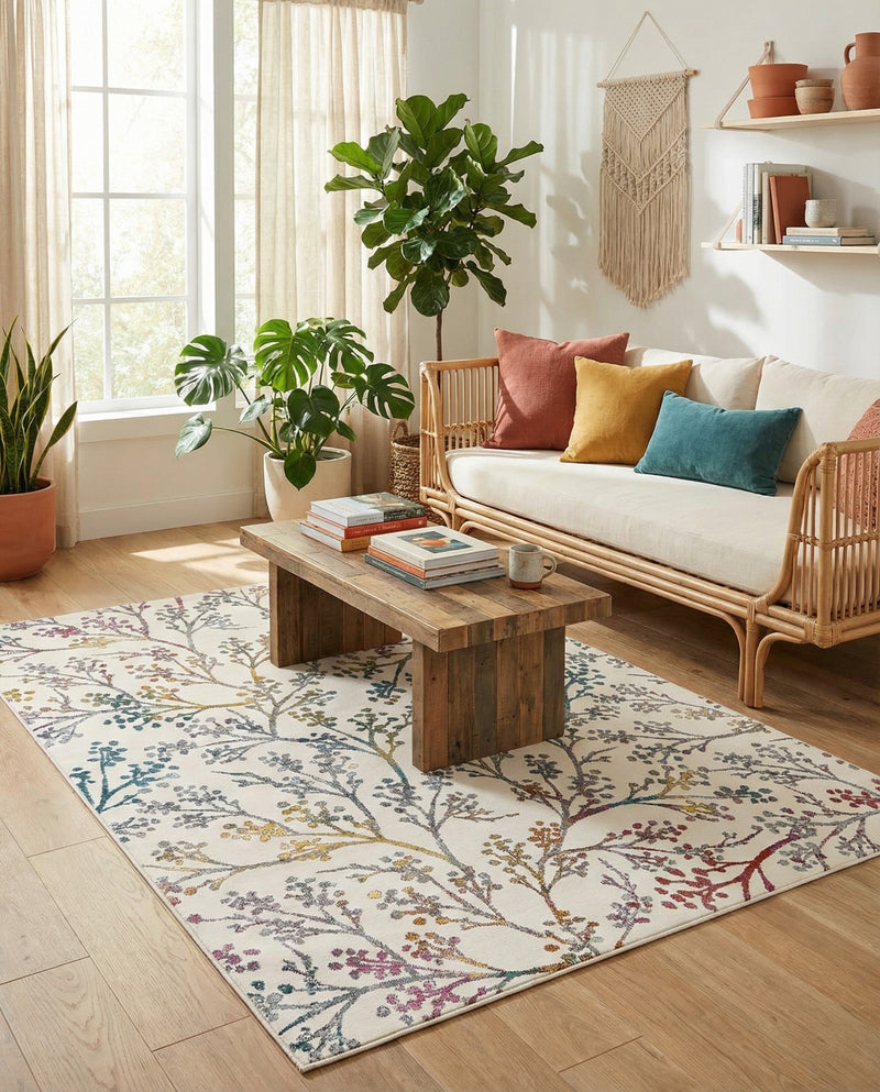 Meadow Breeze Collection Area Rug -  Sunbeam Rectangle Ivory  lifestyle 13