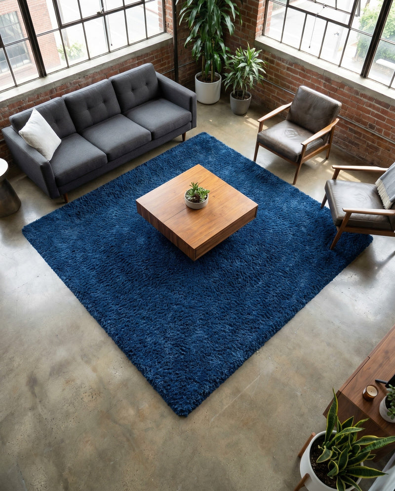 Alpine Plush Collection Area Rug -  Cortina (Marine Blue) Square Marine Blue  lifestyle 76