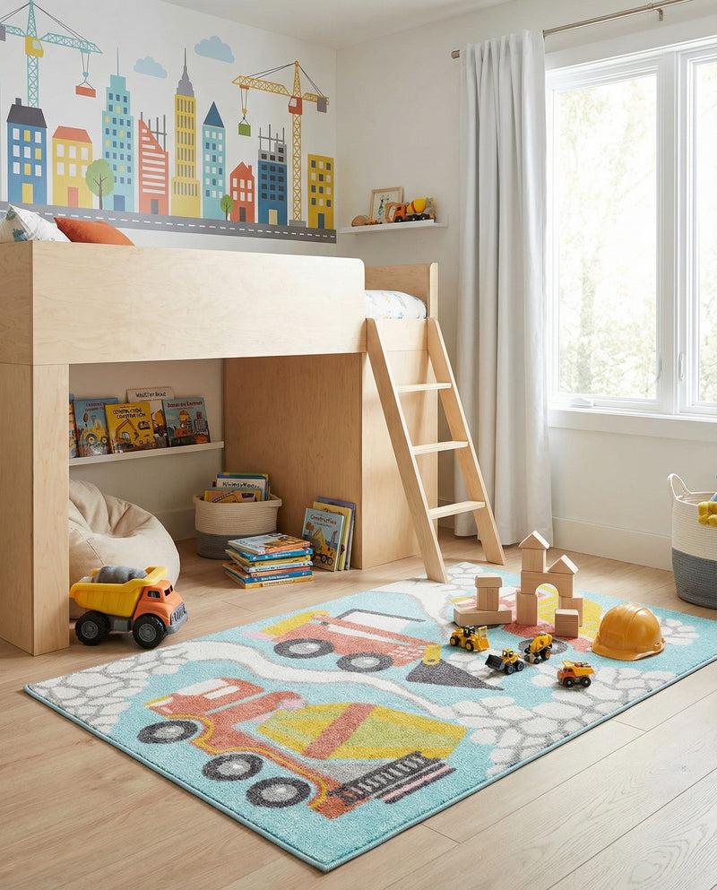 Wonder Tykes Collection Area Rug -  Labyrinth Rectangle Teal  lifestyle 7