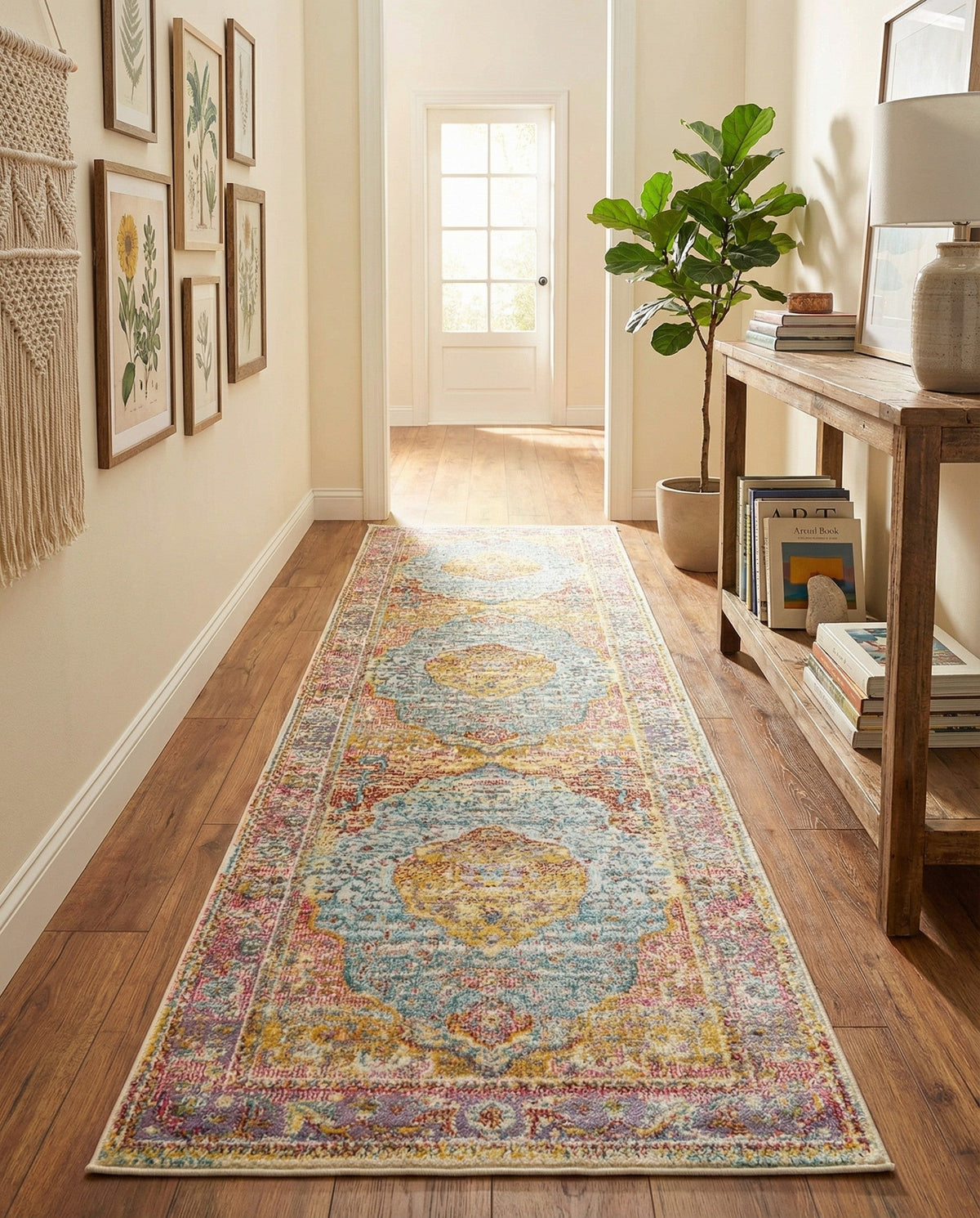 Caribbean Breeze Collection Area Rug -  Vieques Runner Light Blue  lifestyle 195