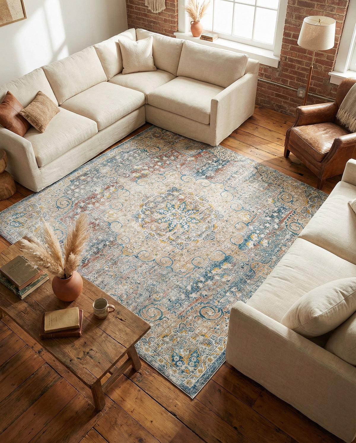 Coastal Haven Collection Area Rug - Seabreeze (Multi) Square Multi  lifestyle 103
