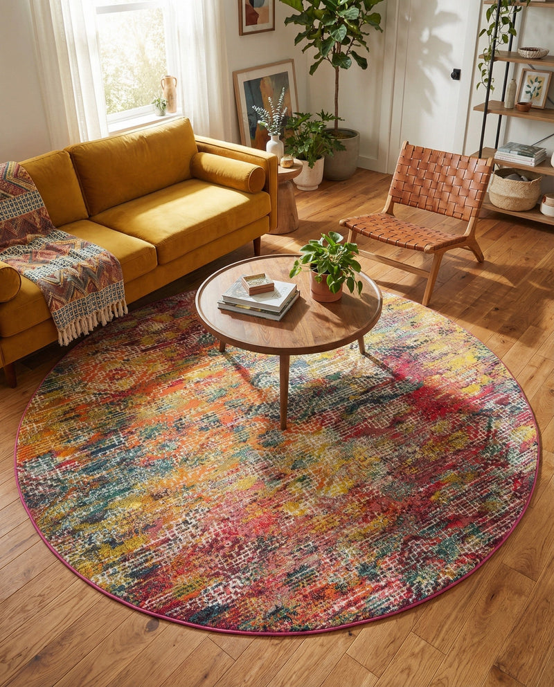 Colorburst Oasis Collection Area Rug -  Azura Round Multi  lifestyle 59
