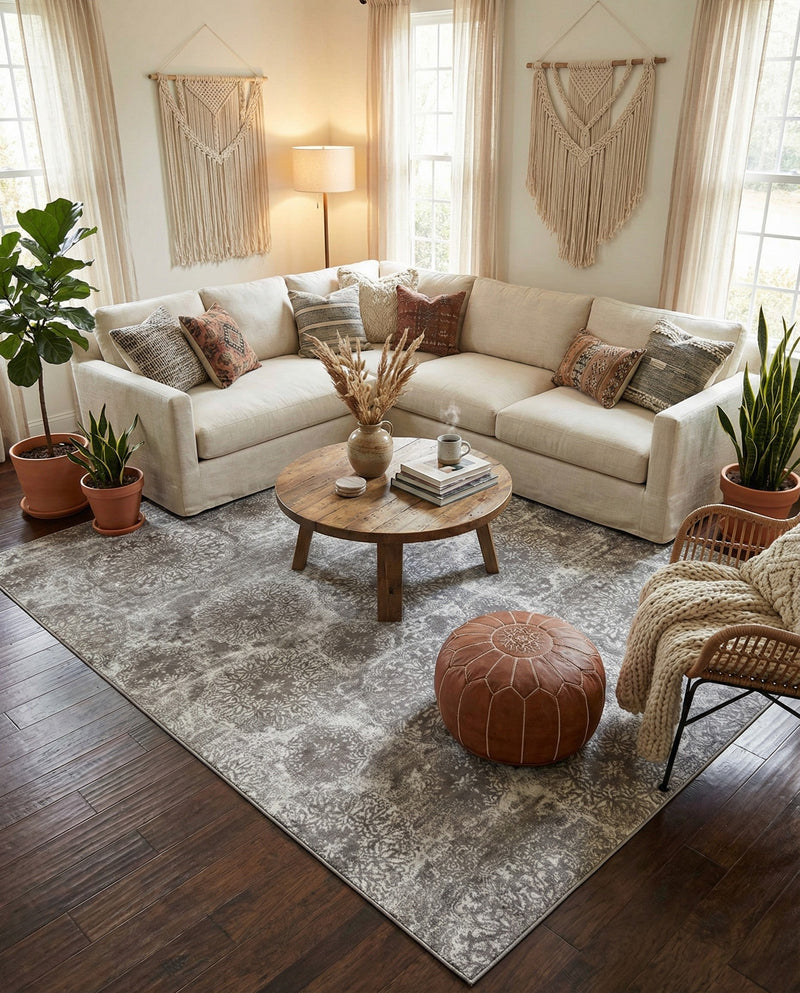Riviera Elegance Collection Area Rug -  Monaco (Light Gray) Rectangle Light Gray  lifestyle 24