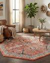Seville Stripes Collection Area Rug -  Malaga (Brick Red) Octagon Brick Red  lifestyle 67