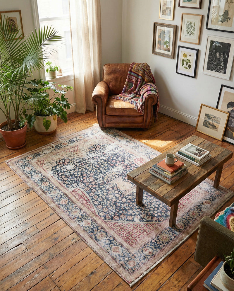 Bazaar Chic Collection Area Rug -  Rabat Rectangle Navy Blue  lifestyle 15