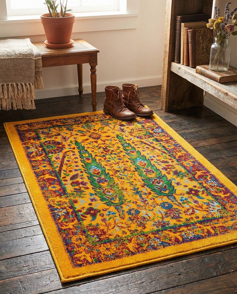 Caribbean Cove Collection Area Rug -  Tobago Rectangle Yellow  lifestyle 63