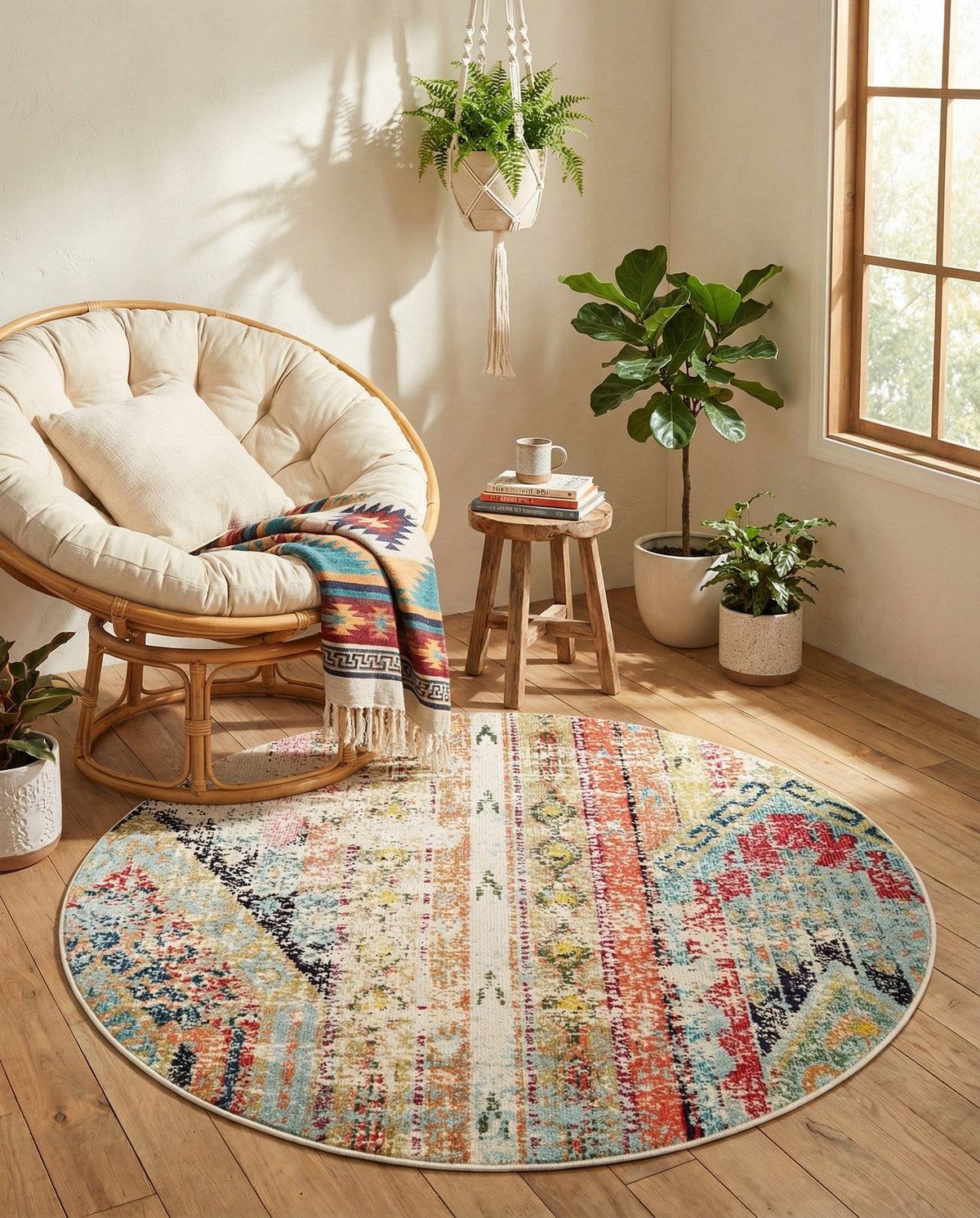 Sedona Vista Collection Area Rug -  Cholla Round Multi  lifestyle 56