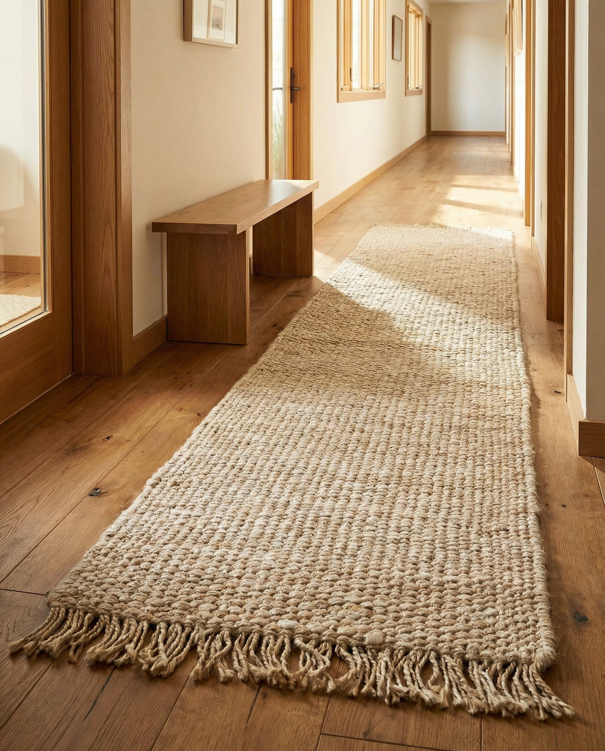 Savannah Jute Collection Area Rug - Seashore Runner Ivory  lifestyle 103