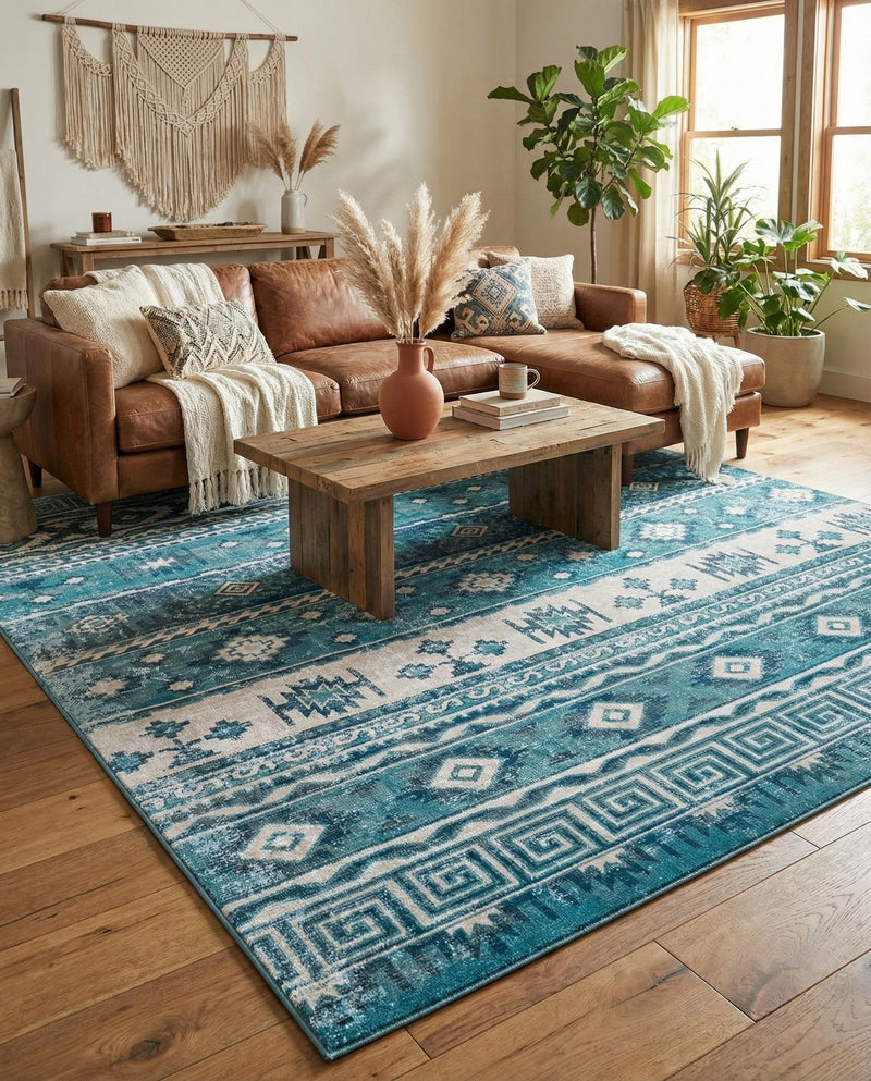 Geneva Terrace Collection Area Rug - Montreux Rectangle Blue  lifestyle 36