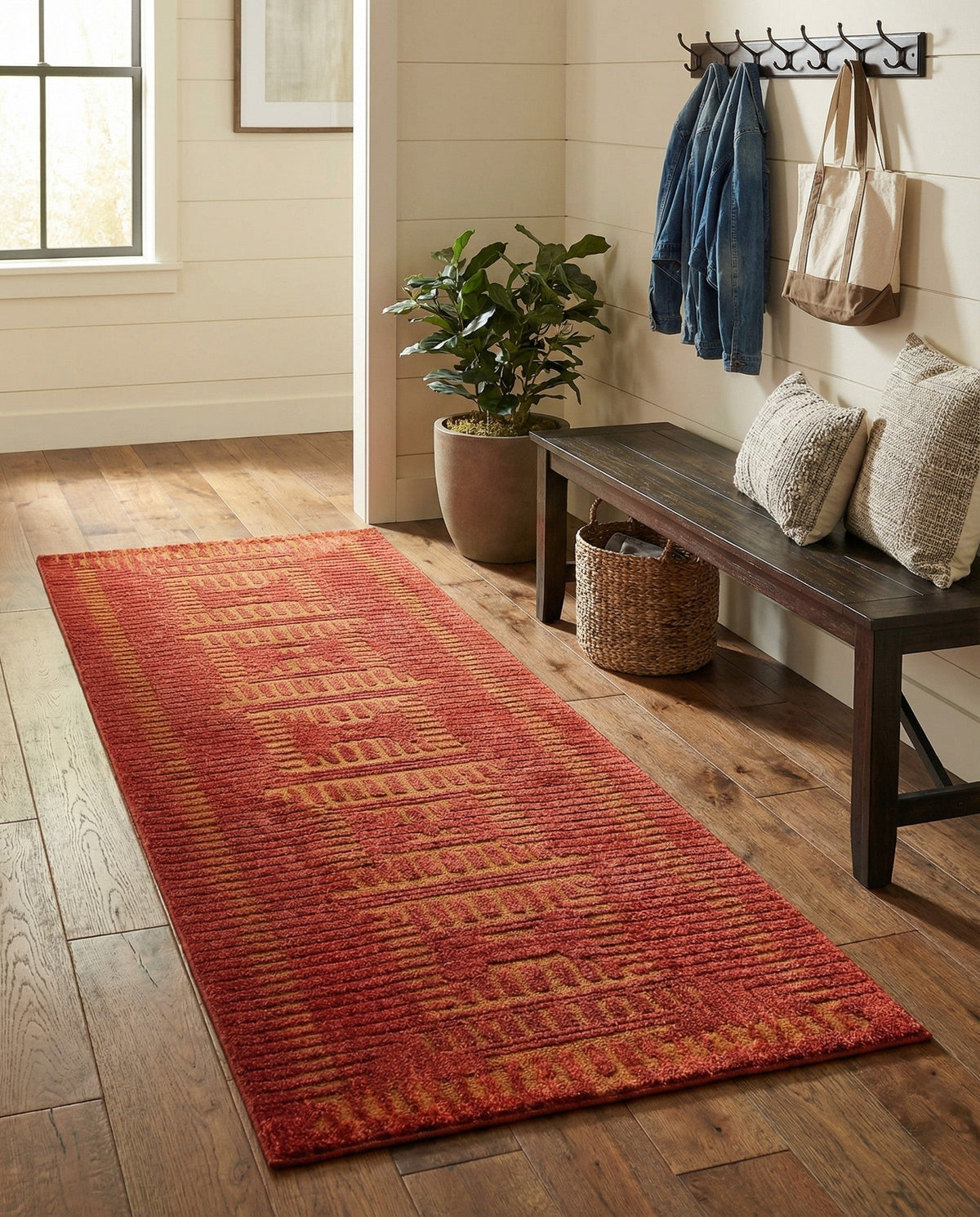 Haven Tapestry Collection Area Rug -  TranquilGlade Runner Burnt Sienna  lifestyle 80