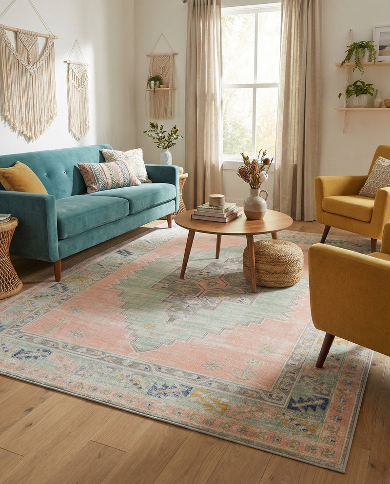 Savannah Series Collection Area Rug -  Augusta (Pink) Rectangle Pink  lifestyle 26