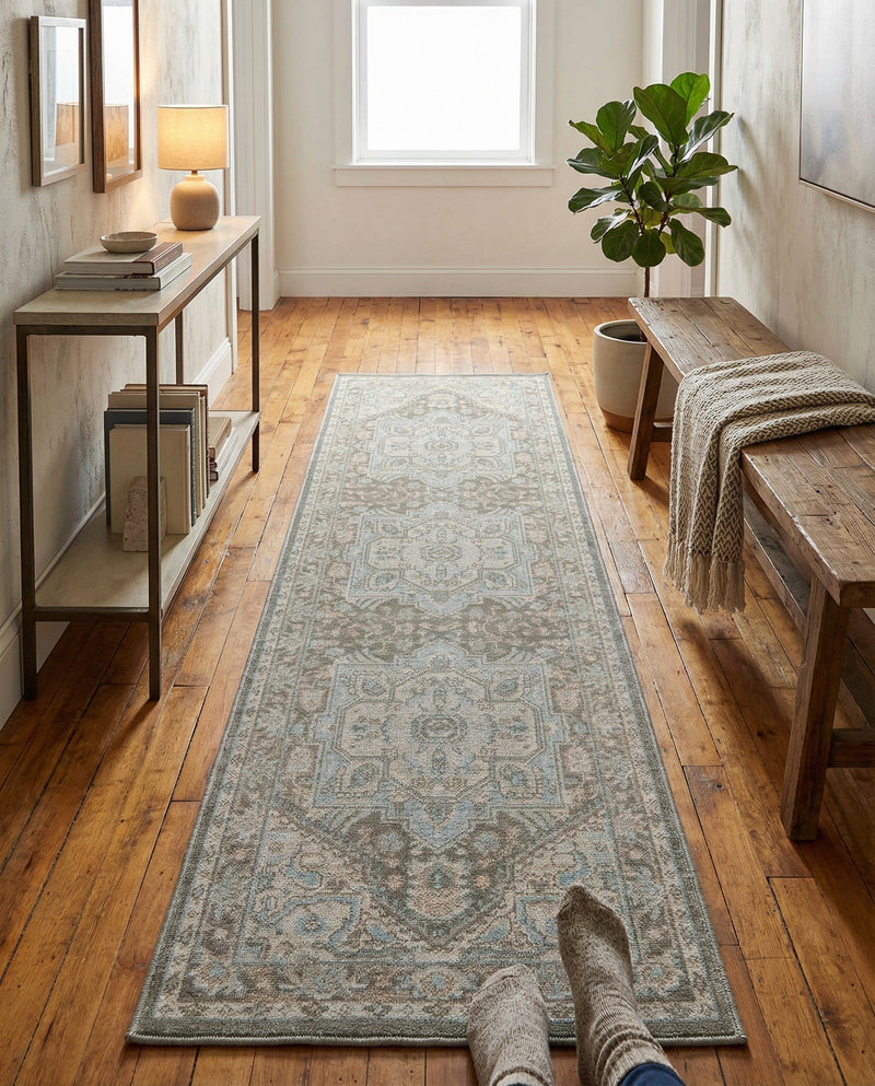 Savannah Series Collection Area Rug - Charleston (Cloud Gray) Runner Cloud Gray  lifestyle 70