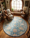 Seville Stripes Collection Area Rug -  Cordoba (Blue) Round Blue  lifestyle 71