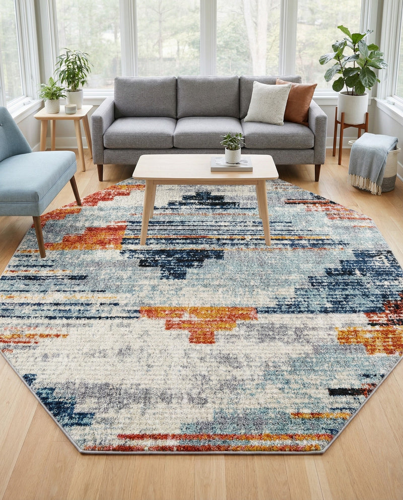 Santa Fe Trails Collection Area Rug -  Arroyo Octagon Multi  lifestyle 69