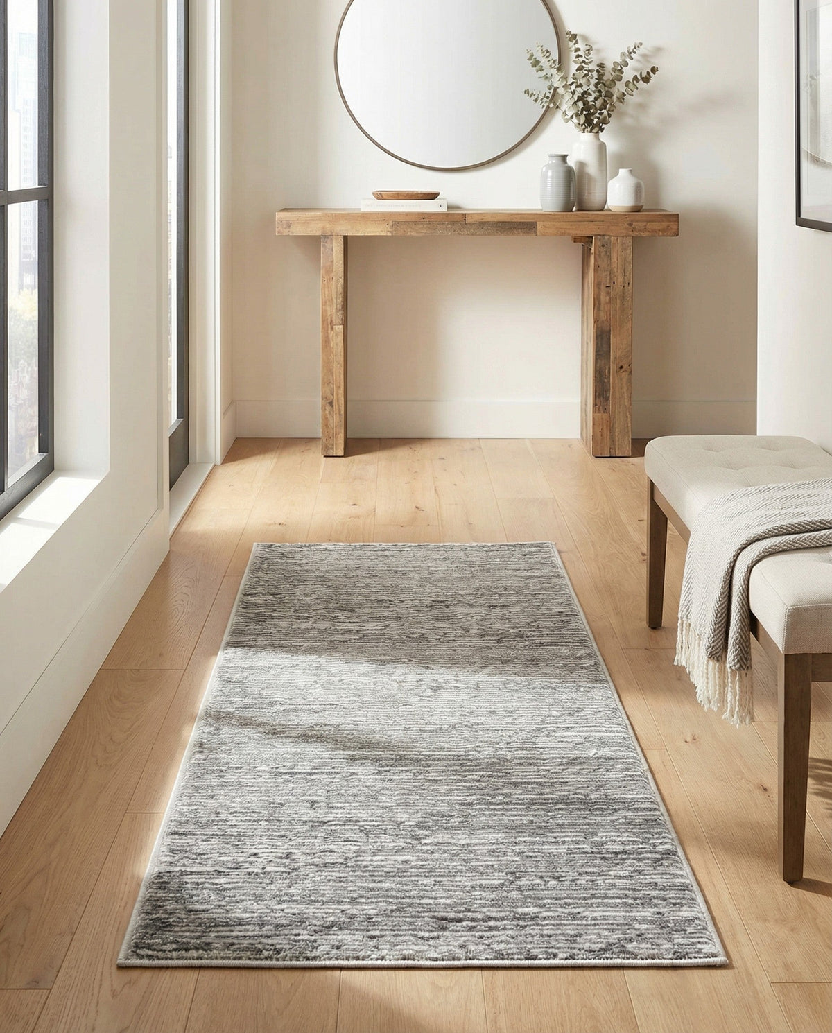 Bloomsbury Elegance Collection Area Rug -  Kensington (Gray) Runner Gray  lifestyle 84