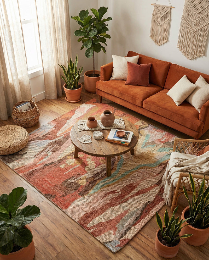 Savannah Threads Collection Area Rug -  Taklamakan Square Multi  lifestyle 51