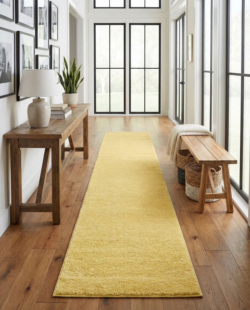 Solid Shag Seaside Collection Area Rug - Azure Cove (Yellow) Runner Yellow  lifestyle 24