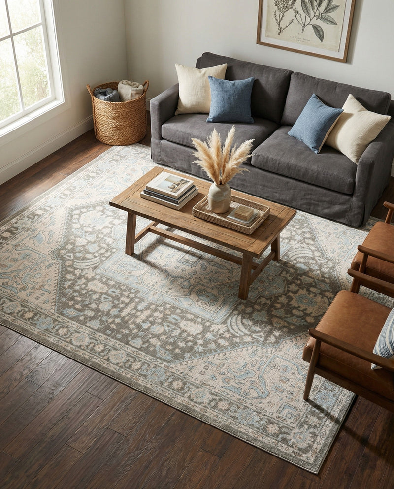 Savannah Series Collection Area Rug - Charleston (Cloud Gray) Rectangle Cloud Gray  lifestyle 15