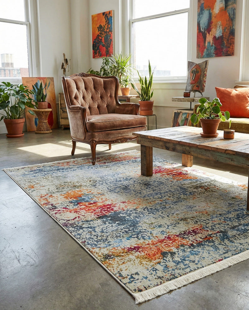 Caribbean Breeze Collection Area Rug -  Isla Rectangle Cream  lifestyle 7