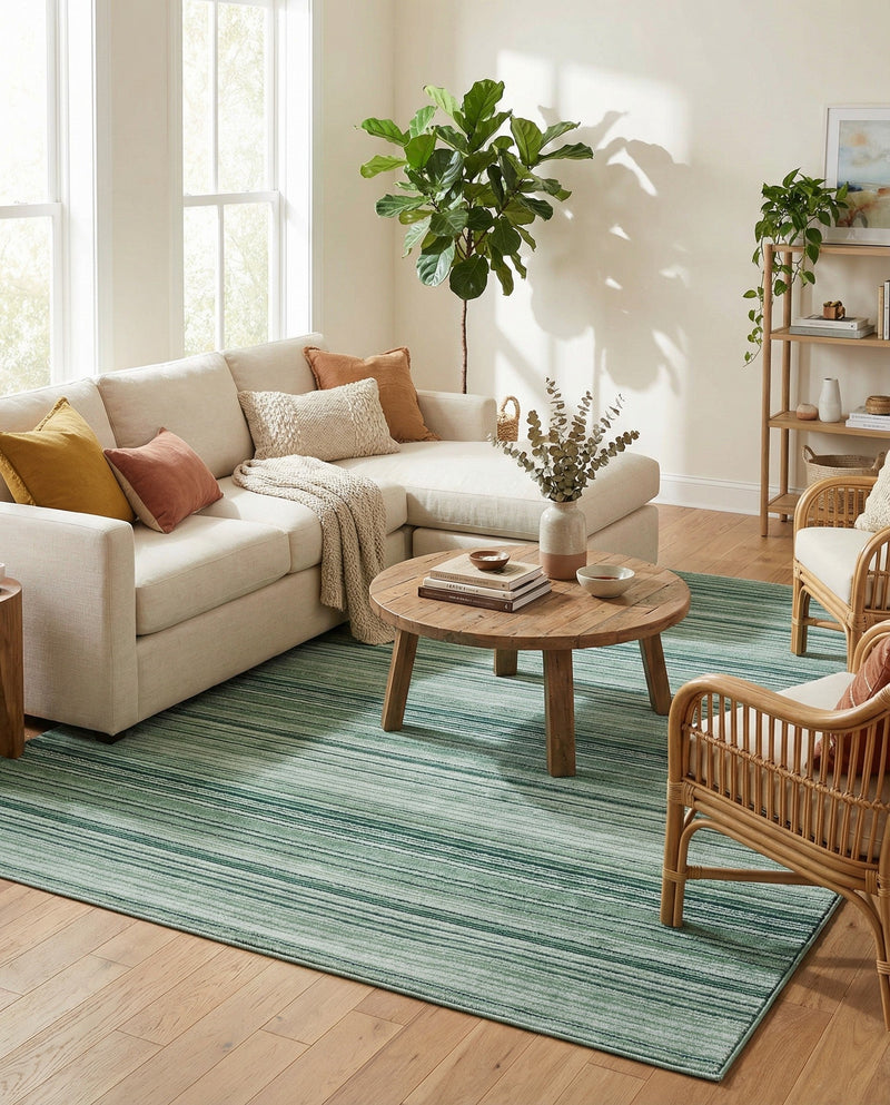 Jewel Oasis Collection Area Rug - Sapphire (Green) Rectangle Green  lifestyle 17