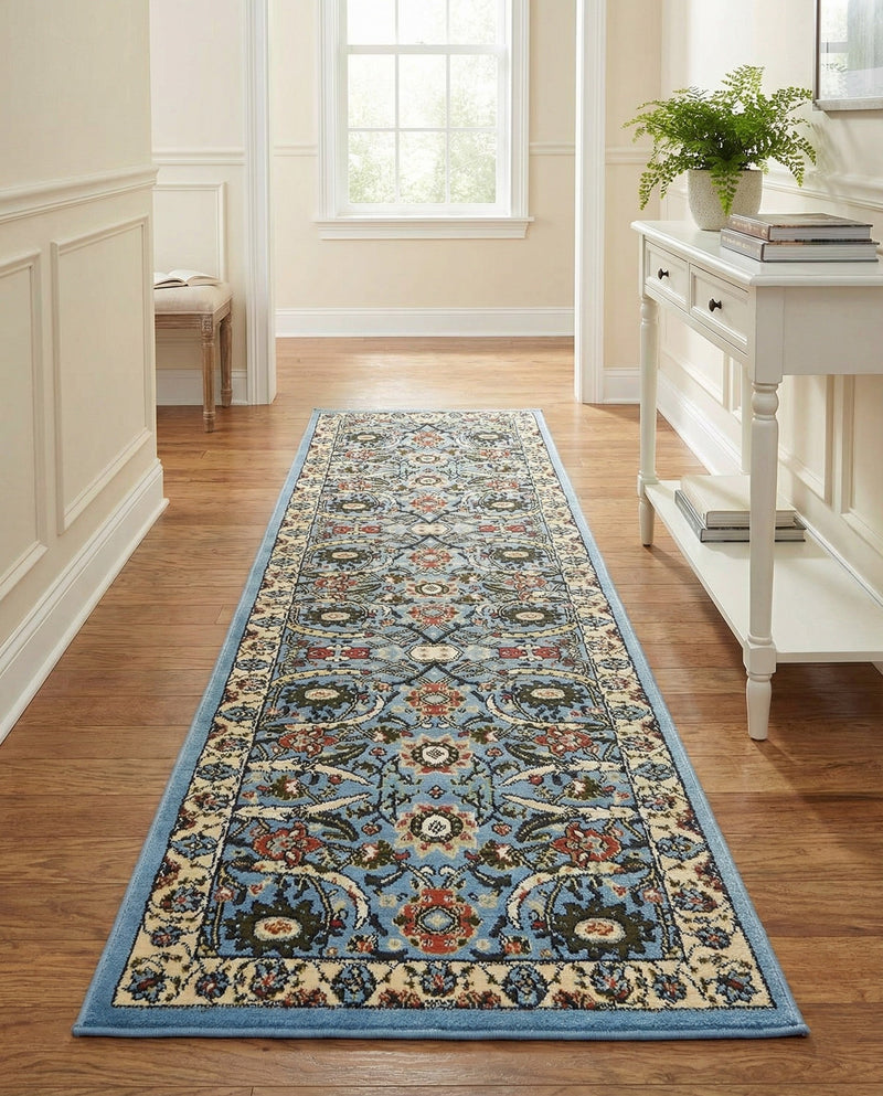 Tabriz Tapestry Collection Area Rug - Sahand (Blue) Runner Blue  lifestyle 51