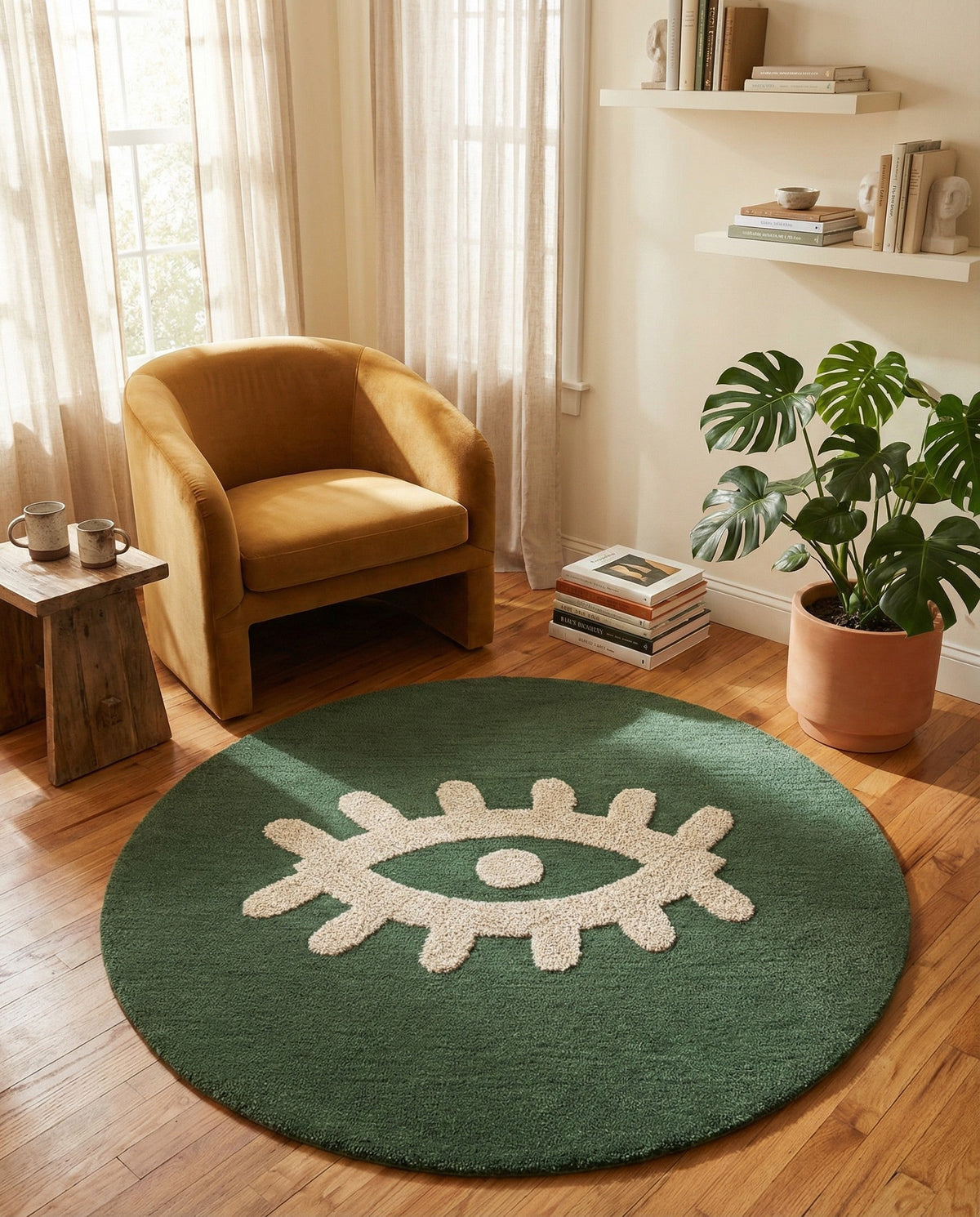 Briarwood Looms Collection Area Rug - Greenfield Round Green  lifestyle 3