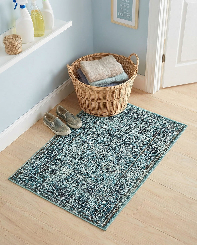 Chateau Elegance Collection Area Rug -  Louvre Rectangle Light Blue  lifestyle 54