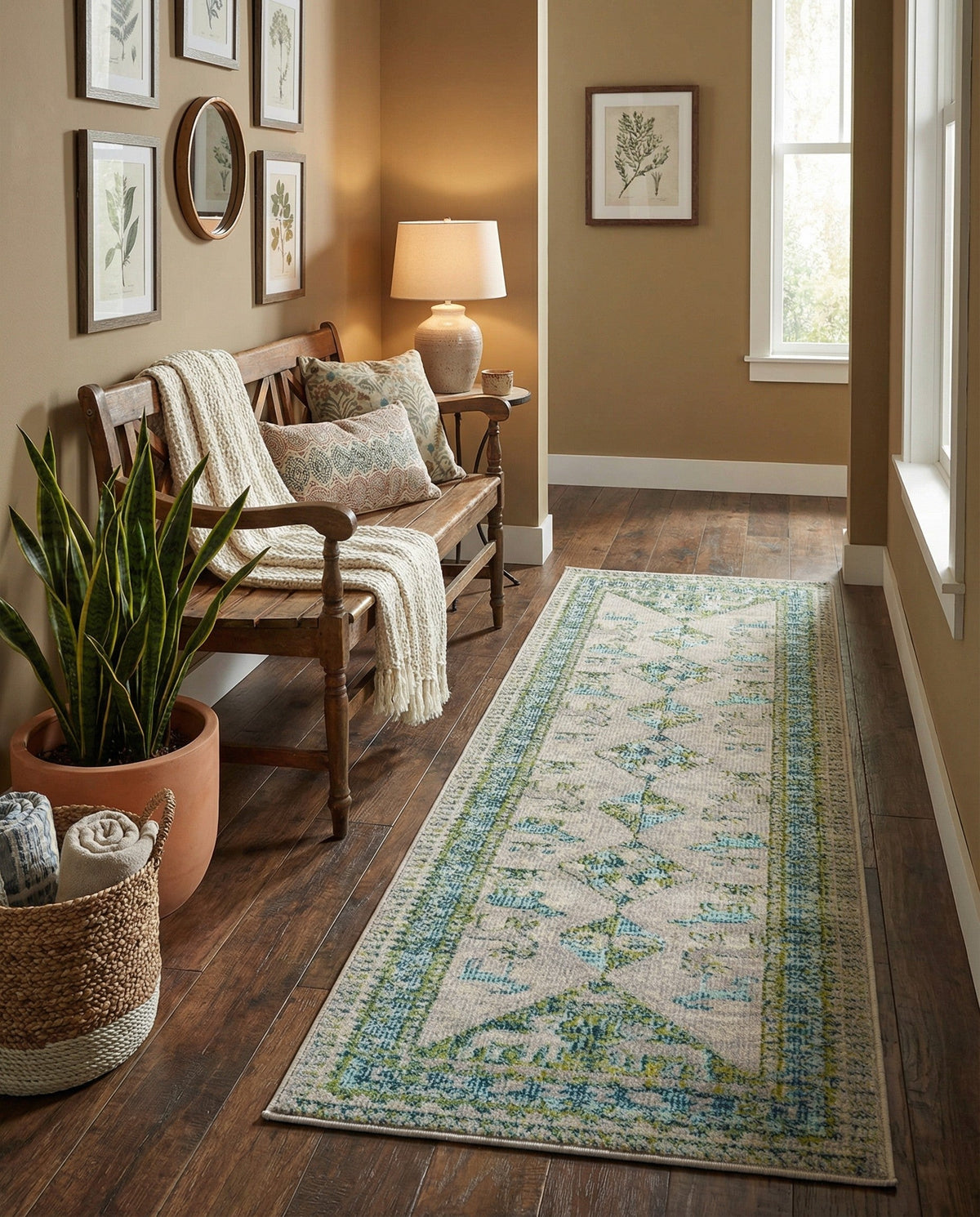 Sedona Vista Collection Area Rug -  Nolina Runner Green  lifestyle 94