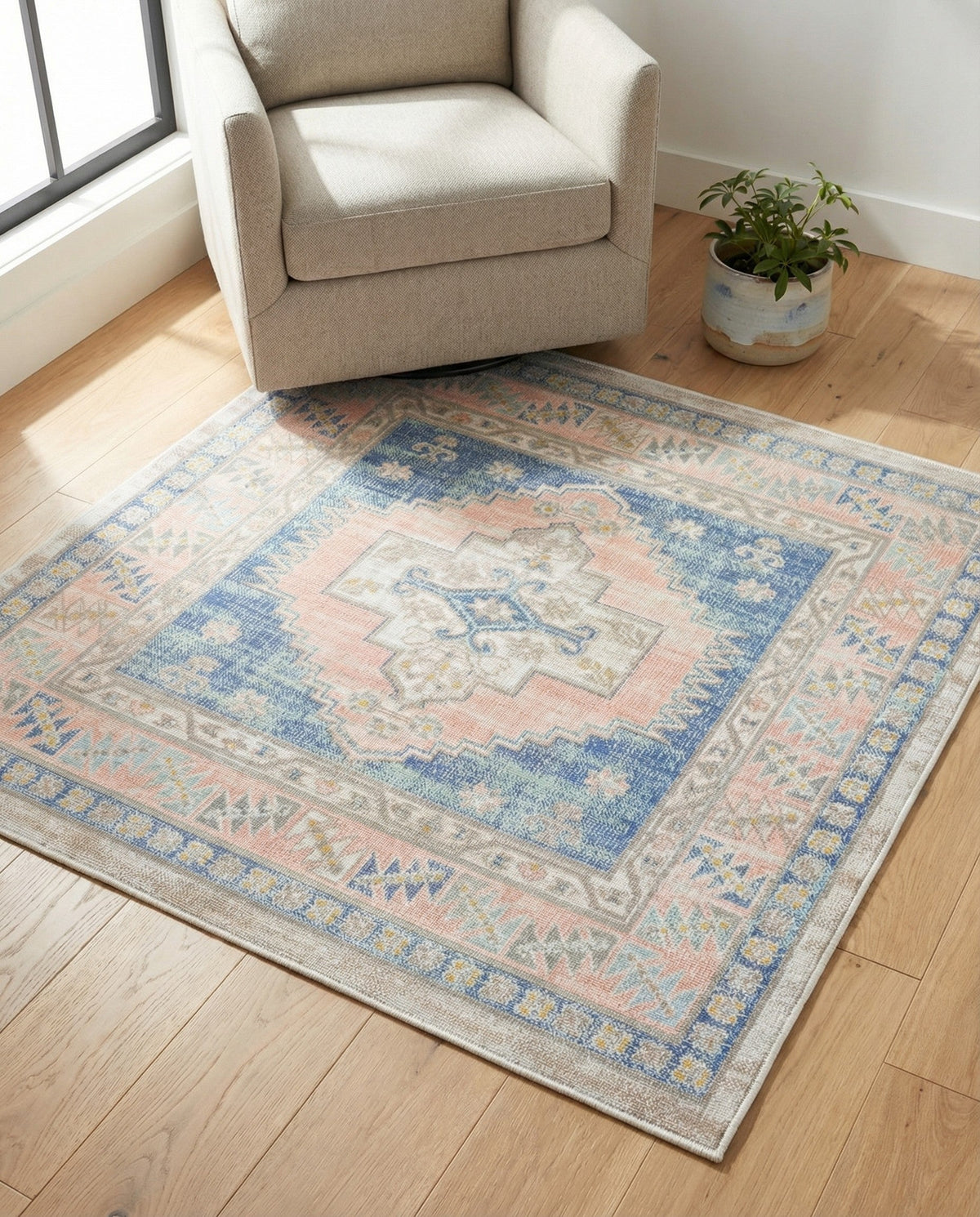 Savannah Series Collection Area Rug -  Augusta (French Blue) Square French Blue  lifestyle 86