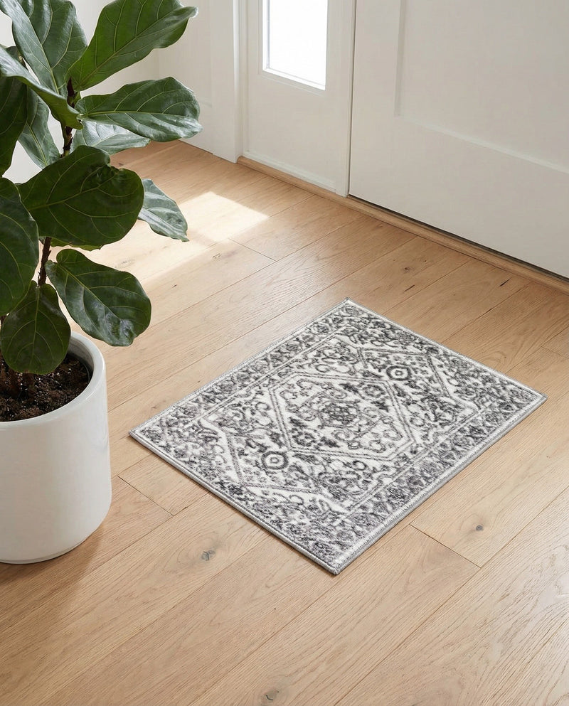 Charleston Elegance Collection Area Rug -  Seaport (white Gray) Rectangle white Gray  lifestyle 18