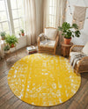 Brighton Stripes Collection Area Rug - Sussex (Yellow) Round Yellow  lifestyle 52