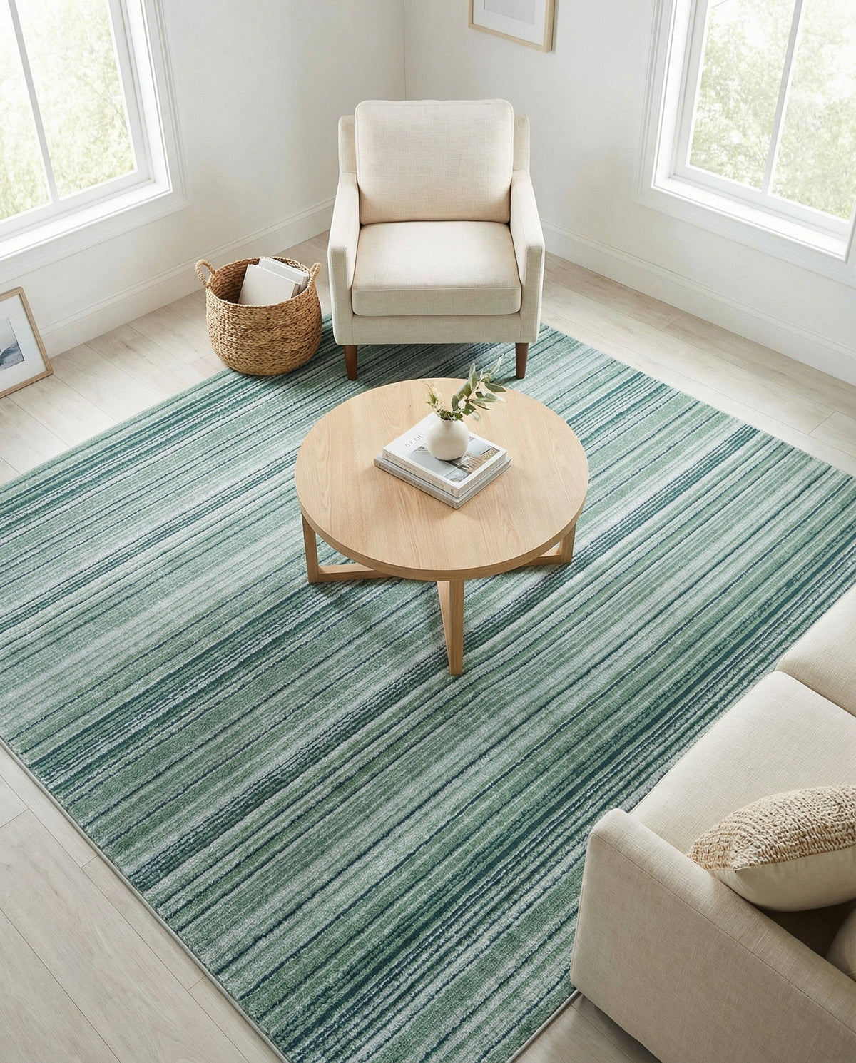 Jewel Oasis Collection Area Rug - Sapphire (Green) Square Green  lifestyle 101