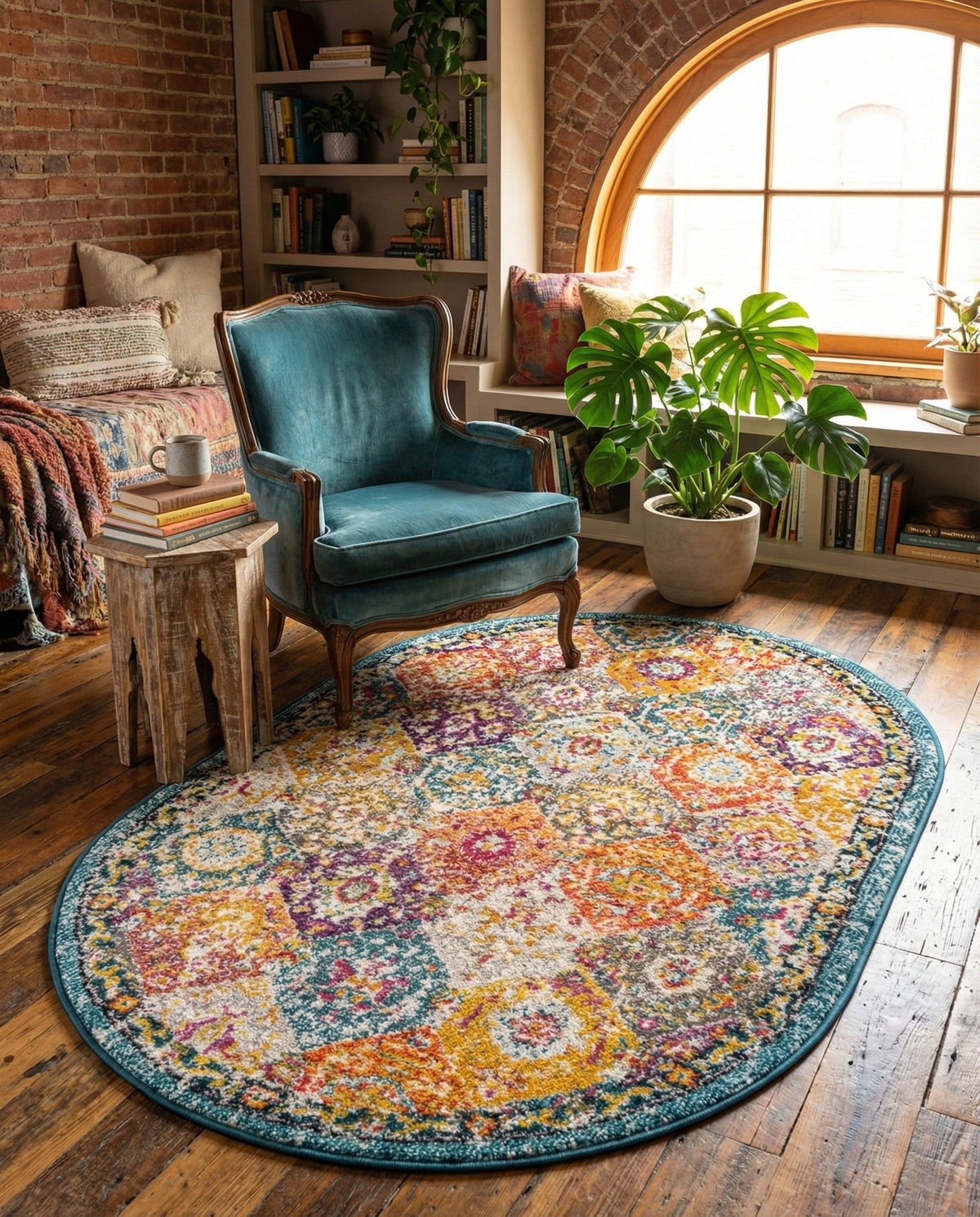 Brighton Terrace Collection Area Rug -  Rottingdean (Multi) Oval Multi  lifestyle 83