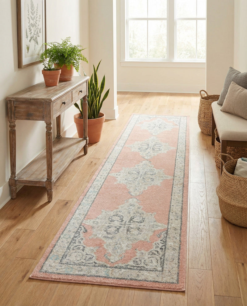 Beverly Grove Collection Area Rug -  Fairfax (Rose) Runner Rose  lifestyle 74