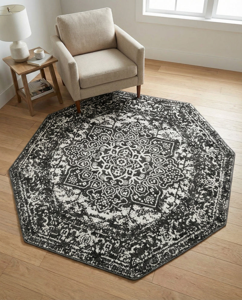 Georgetown Rugs Collection Area Rug - Dupont (Dark Gray) Octagon Dark Gray  lifestyle 39