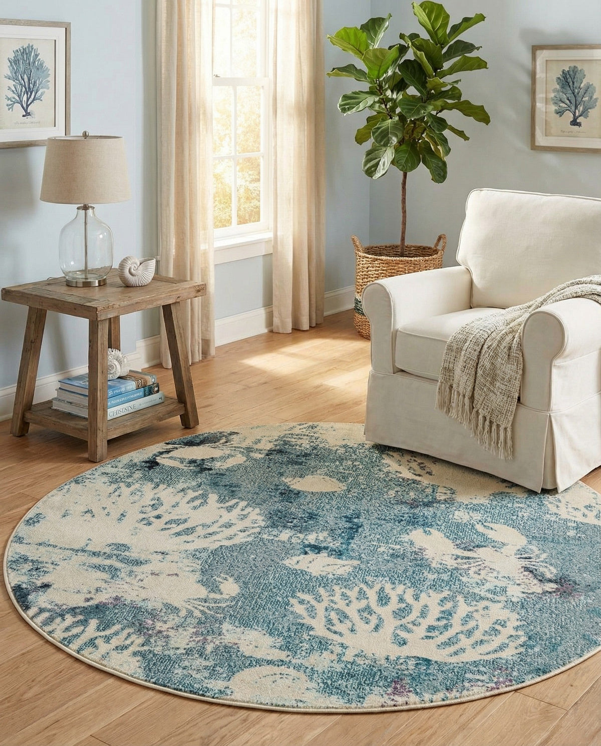 Sorrento Shores Collection Area Rug -  Vico Round Light Blue  lifestyle 142