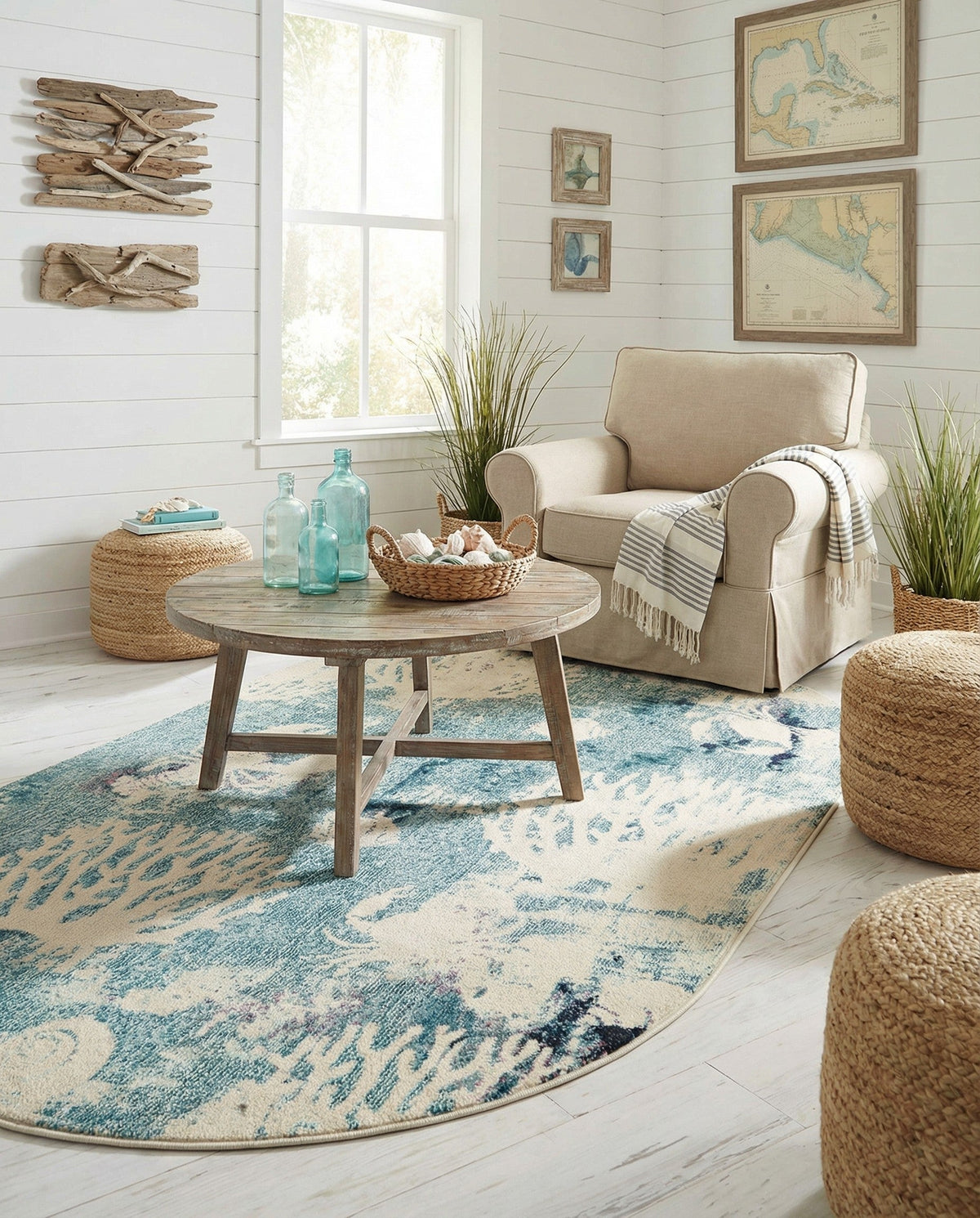 Sorrento Shores Collection Area Rug -  Vico Oval Light Blue  lifestyle 53