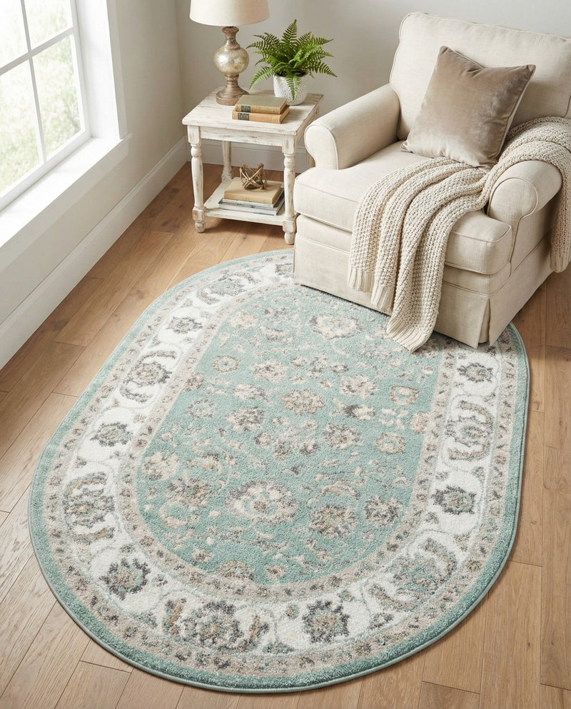 Adriana Terrace Collection Area Rug -  Positano (Aqua) Oval Aqua  lifestyle 58