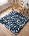 Berber Lattice Shag Collection Area Rug - Atlas (Navy Blue) Square Navy Blue  lifestyle 65